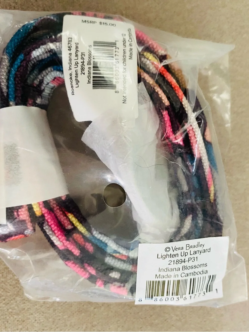 Vera Bradley Lighten Up Lanyard NWT “Indiana Blossoms”